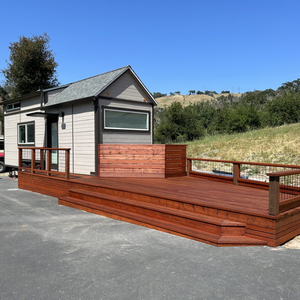 Small modern house with redwood deck.